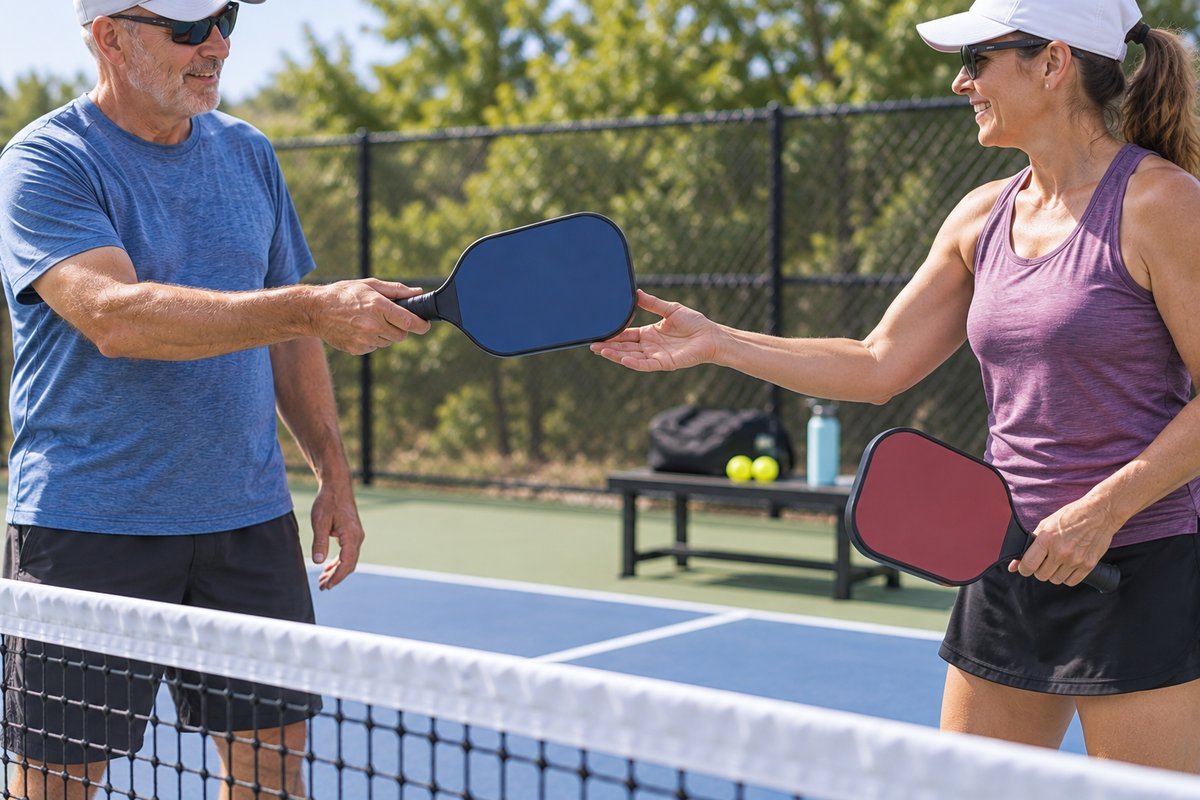 Testing a pickleball paddle courtside before buying an upgrade
