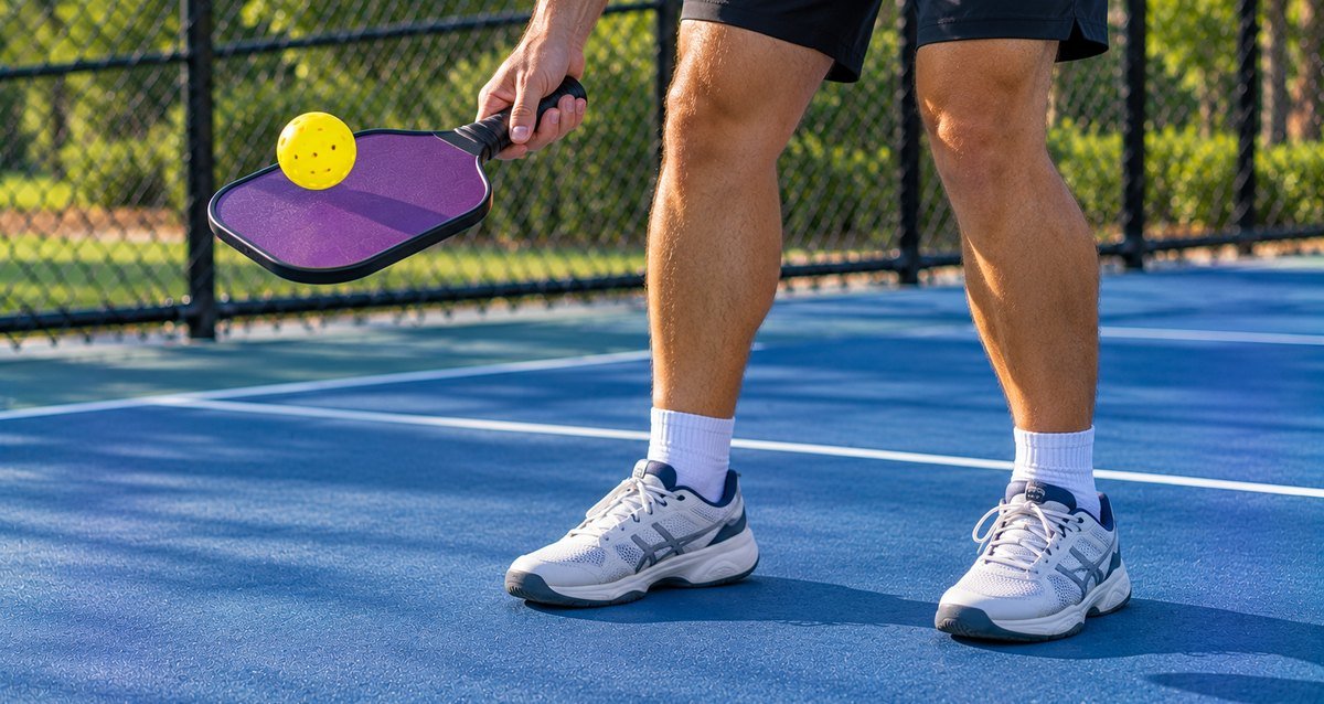 Player bouncing a ball on a purple paddle during a solo drill